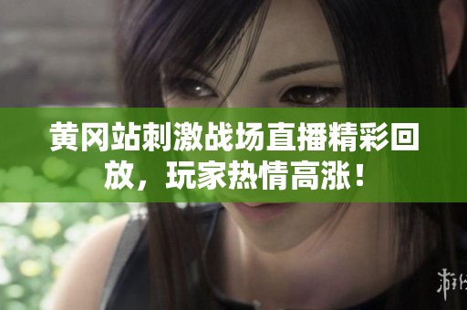 黄冈站刺激战场直播精彩回放，玩家热情高涨！