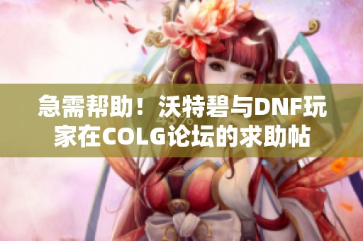急需帮助！沃特碧与DNF玩家在COLG论坛的求助帖