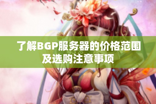 了解BGP服务器的价格范围及选购注意事项