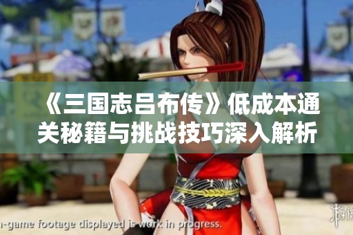 《三国志吕布传》低成本通关秘籍与挑战技巧深入解析