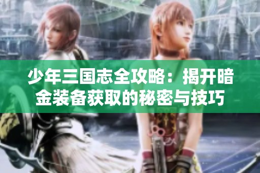 少年三国志全攻略：揭开暗金装备获取的秘密与技巧