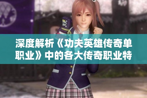 深度解析《功夫英雄传奇单职业》中的各大传奇职业特色与玩法