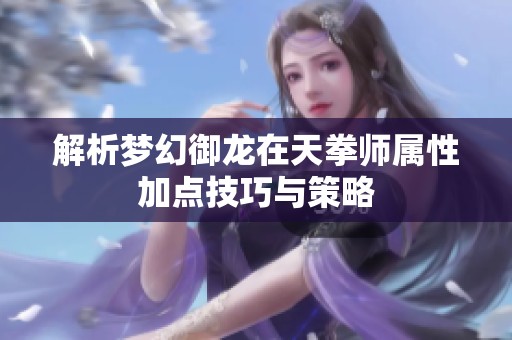 解析梦幻御龙在天拳师属性加点技巧与策略