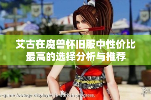 艾古在魔兽怀旧服中性价比最高的选择分析与推荐