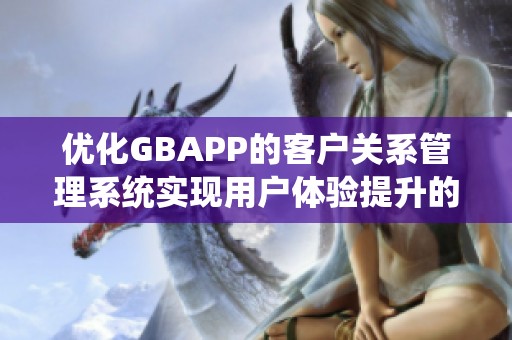 优化GBAPP的客户关系管理系统实现用户体验提升的策略