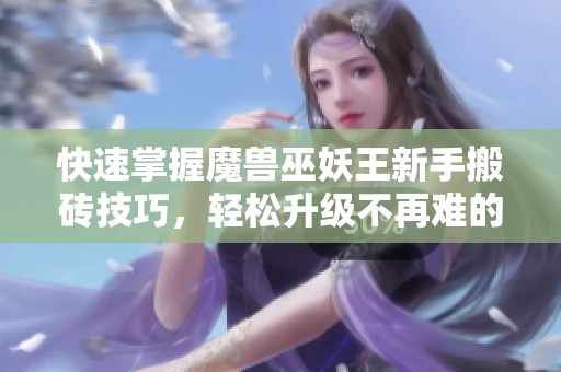 快速掌握魔兽巫妖王新手搬砖技巧，轻松升级不再难的实用指南