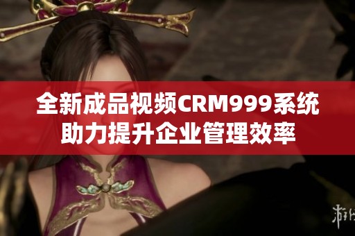 全新成品视频CRM999系统助力提升企业管理效率