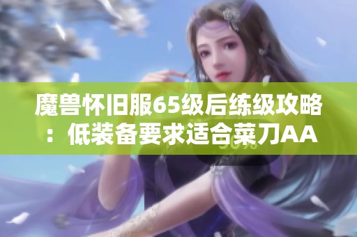 魔兽怀旧服65级后练级攻略：低装备要求适合菜刀AA的快速升级点推荐