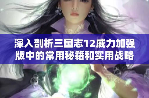 深入剖析三国志12威力加强版中的常用秘籍和实用战略技巧攻略