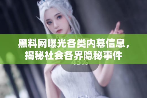 黑料网曝光各类内幕信息，揭秘社会各界隐秘事件