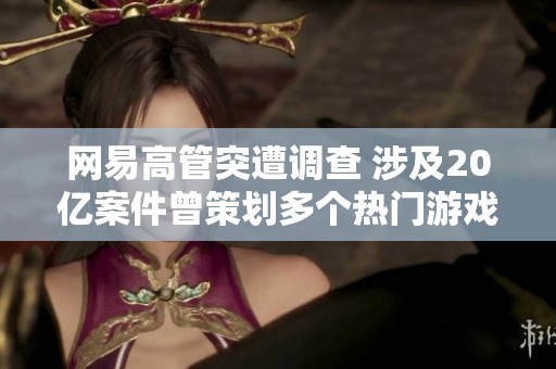 网易高管突遭调查 涉及20亿案件曾策划多个热门游戏