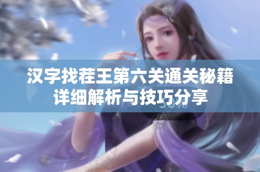 汉字找茬王第六关通关秘籍详细解析与技巧分享
