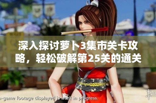 深入探讨萝卜3集市关卡攻略，轻松破解第25关的通关秘笈