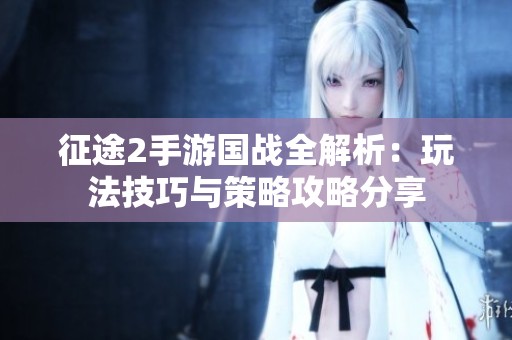 征途2手游国战全解析：玩法技巧与策略攻略分享