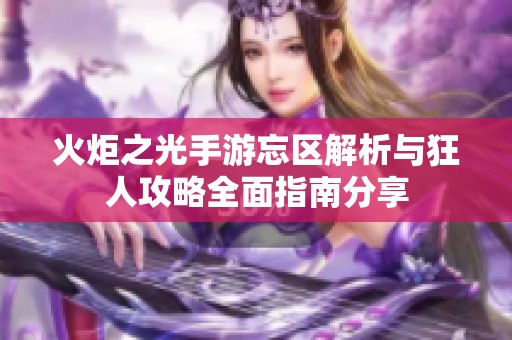 火炬之光手游忘区解析与狂人攻略全面指南分享